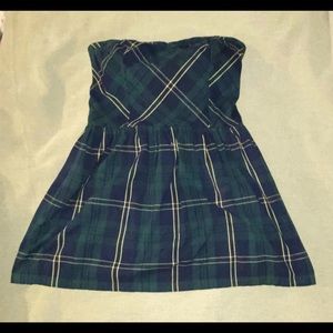 Strapless Green Plaid Dress
